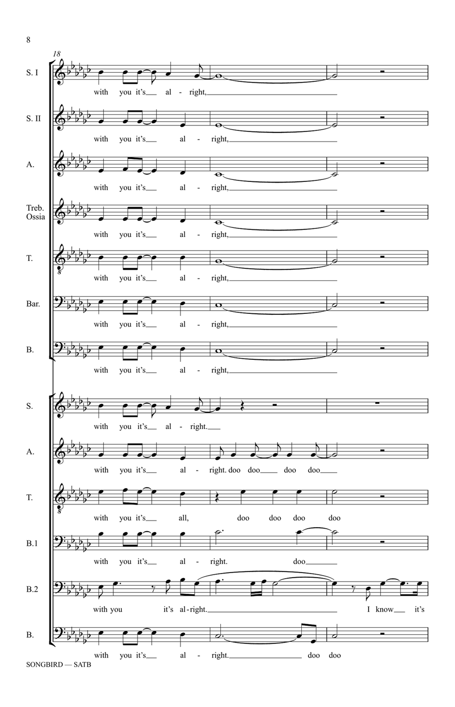Songbird (arr. Nick Ashby) 4-Part scores gallery preview page 6