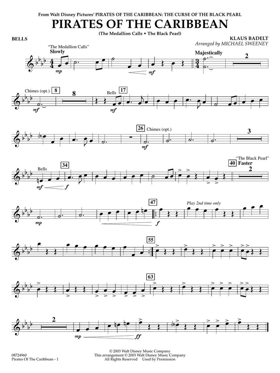 Pirates of the Caribbean (arr. Michael Sweeney) - Bells Concert Band scores gallery preview page 1
