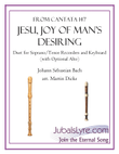 Jesu, Joy of Man's Desiring (Duet for Soprano/Tenor Recorders with Optional Alto)