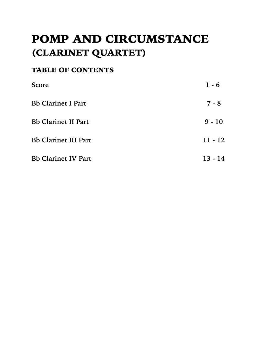Pomp and Circumstance (Clarinet Quartet) Clarinet Quartet scores gallery preview page 4
