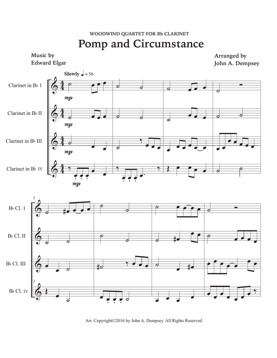 Pomp and Circumstance (Clarinet Quartet) Clarinet Quartet scores gallery preview page 5