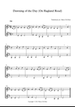 Dawning of the Day (trad. Irish air aka On Ragland Road), easy violin duet