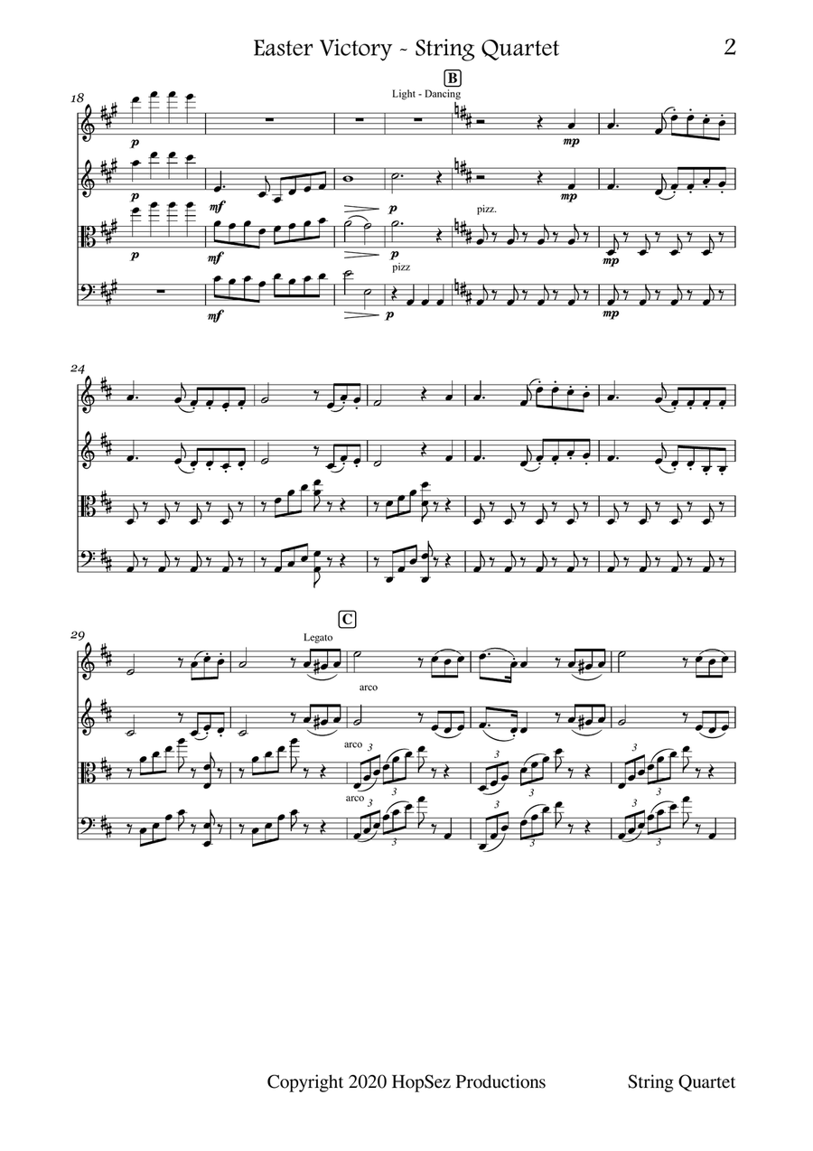 Easter Victory Medley - String Quartet String Quartet scores gallery preview page 2