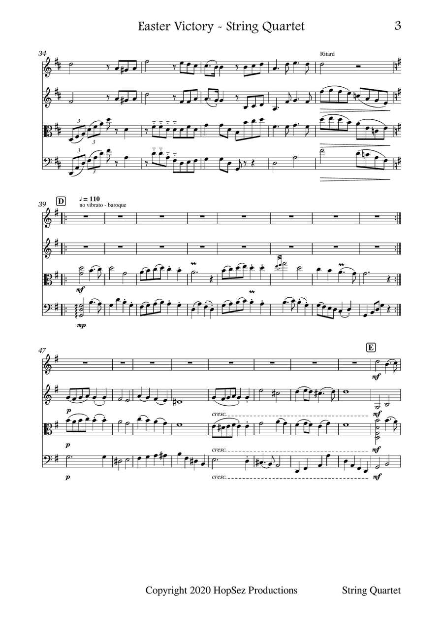 Easter Victory Medley - String Quartet String Quartet scores gallery preview page 3