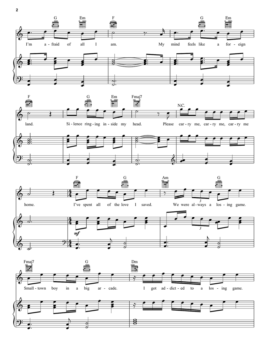 Arcade Arcade Piano, Vocal, Guitar scores gallery preview page 2