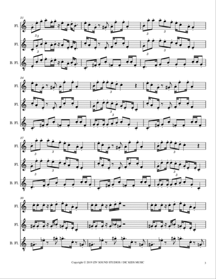 Super Mario Bros. Main Theme Woodwind Trio scores gallery preview page 3