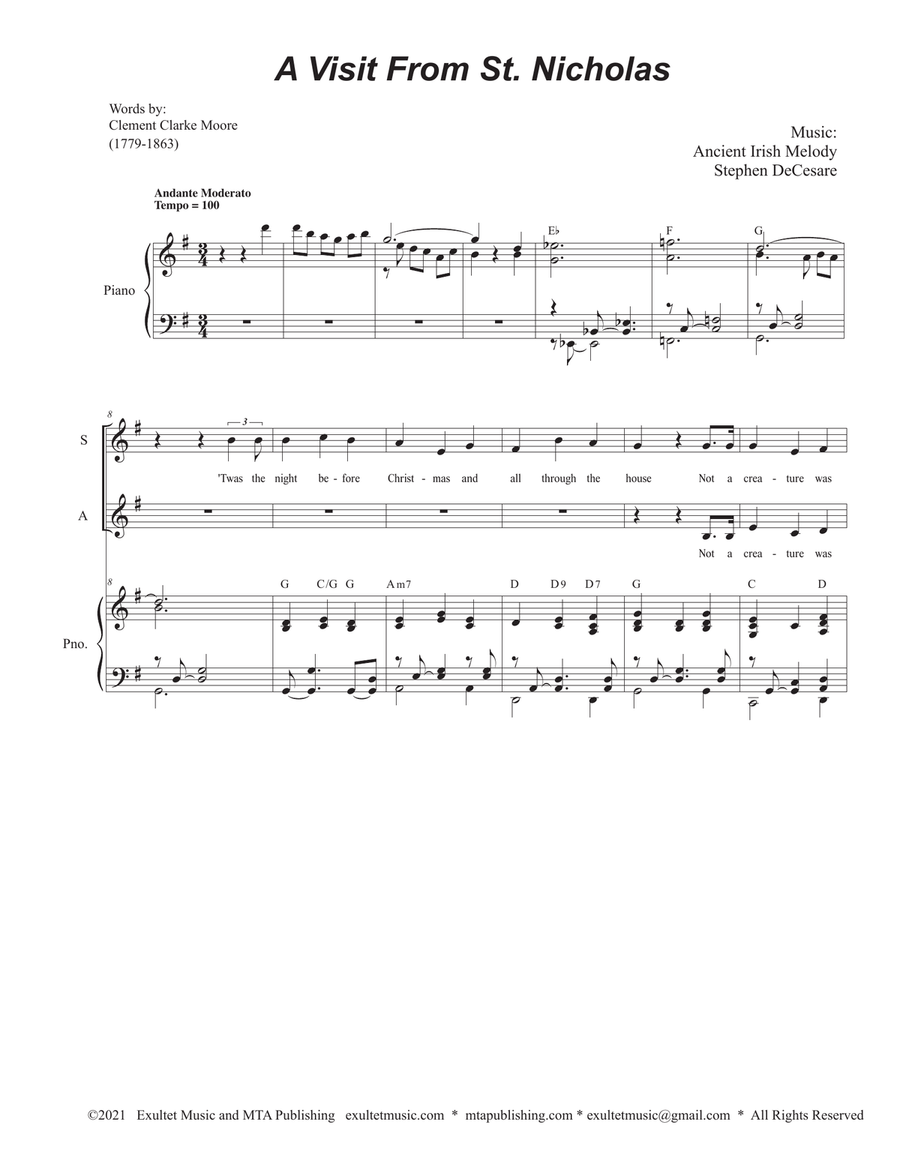 'Twas The Night Before Christmas (Solo and SAB) 3-Part scores gallery preview page 2