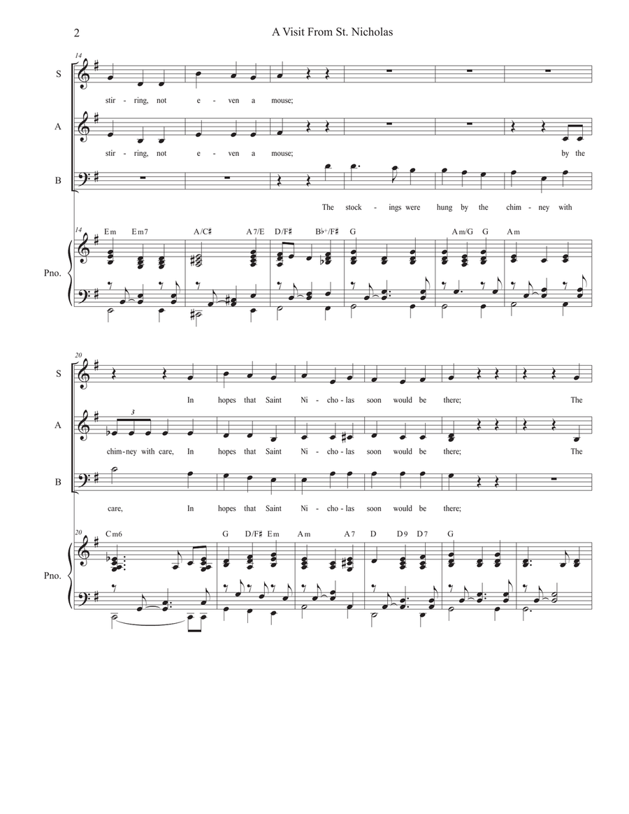 'Twas The Night Before Christmas (Solo and SAB) 3-Part scores gallery preview page 3
