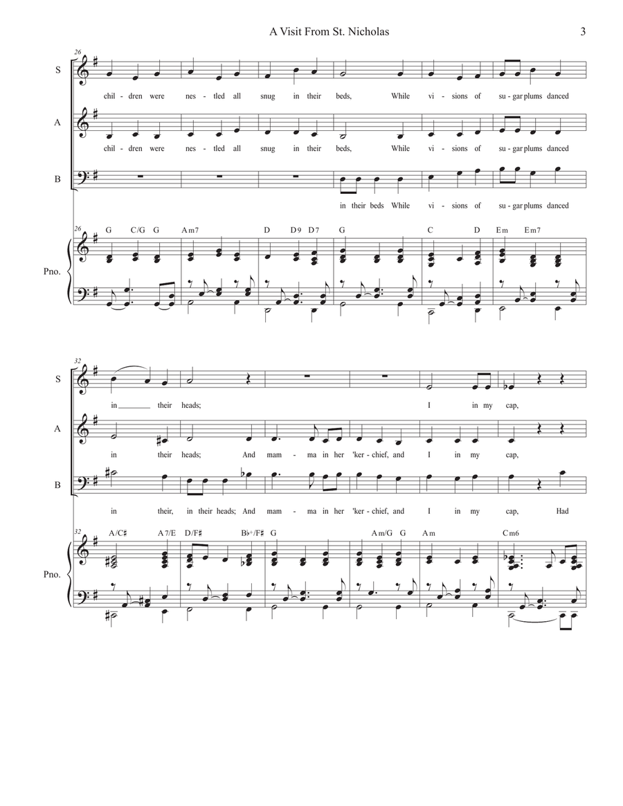 'Twas The Night Before Christmas (Solo and SAB) 3-Part scores gallery preview page 4