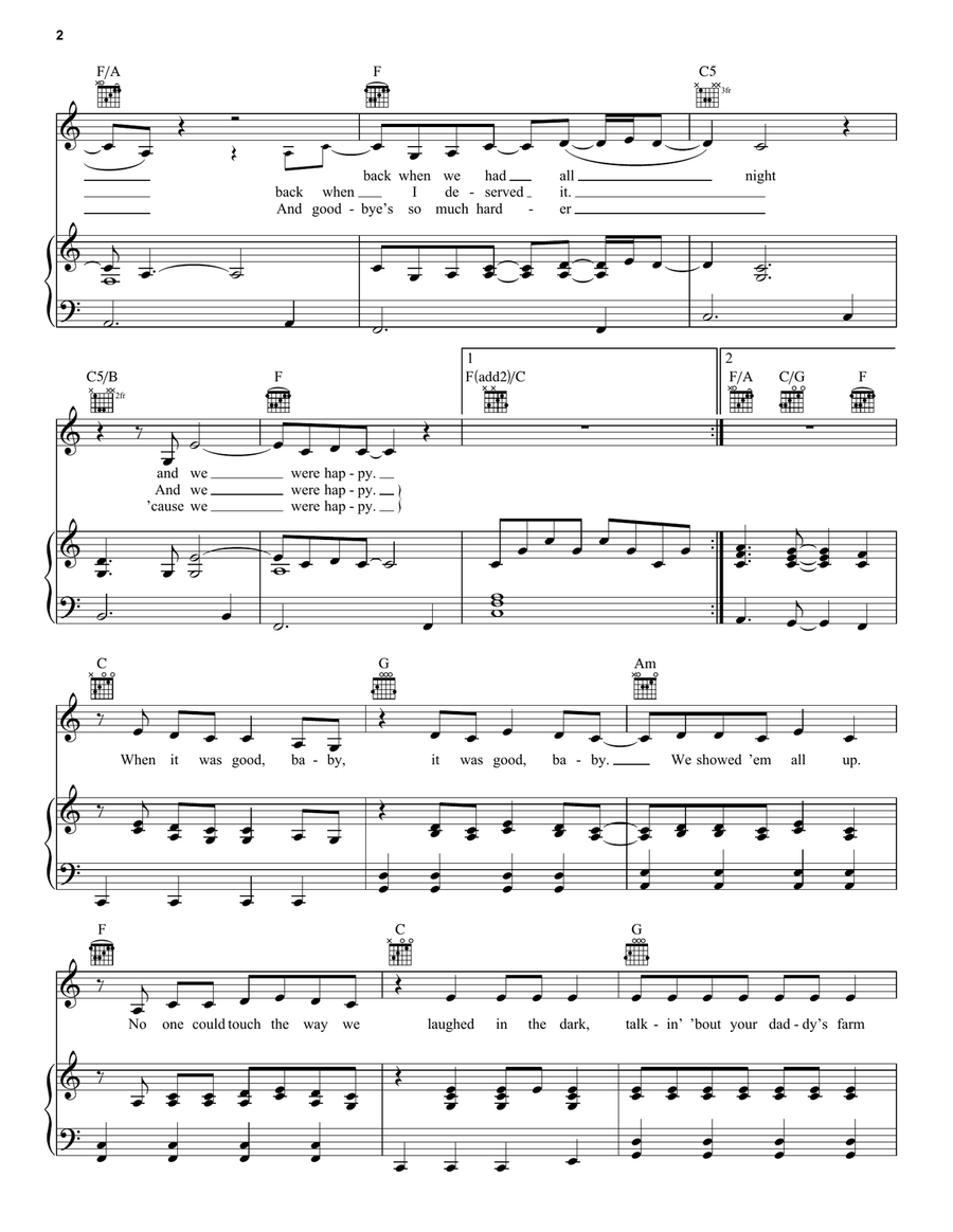 We Were Happy (Taylor's Version) (From The Vault) Piano, Vocal, Guitar scores gallery preview page 2