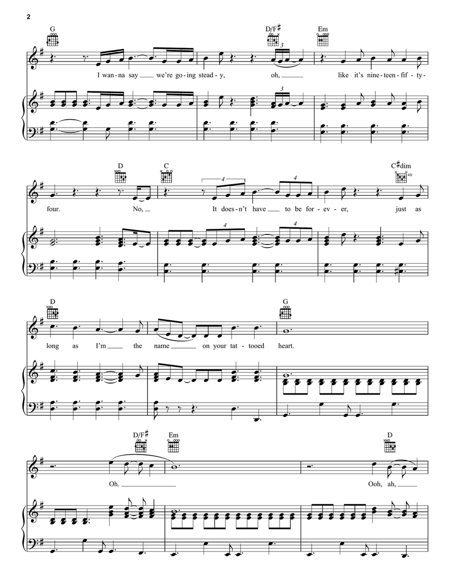 Tattooed Heart Tattooed Heart Piano, Vocal, Guitar scores gallery preview page 2