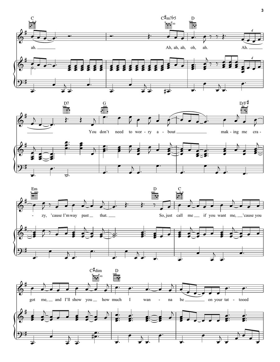 Tattooed Heart Tattooed Heart Piano, Vocal, Guitar scores gallery preview page 3