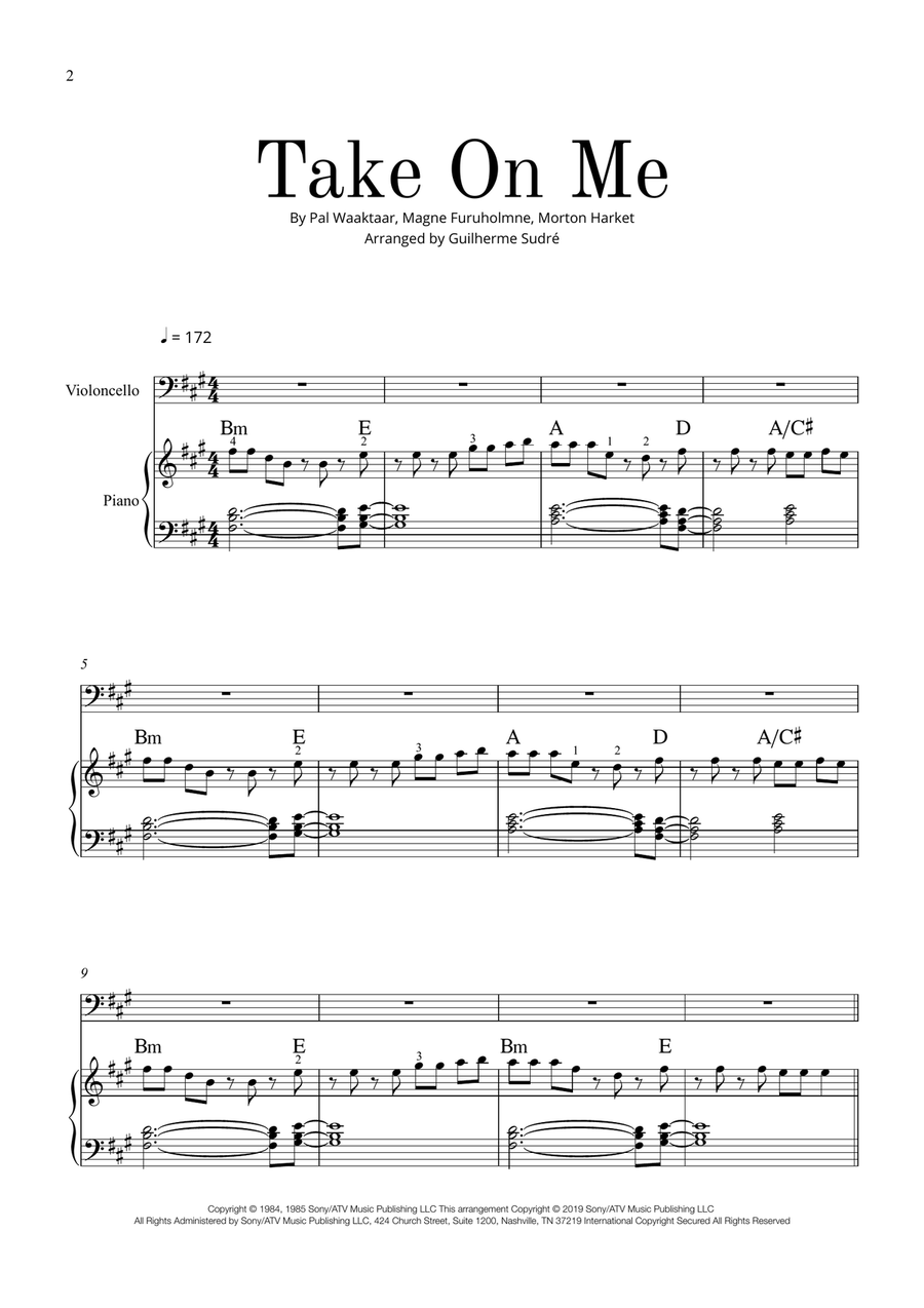 Take On Me Piano scores gallery preview page 2