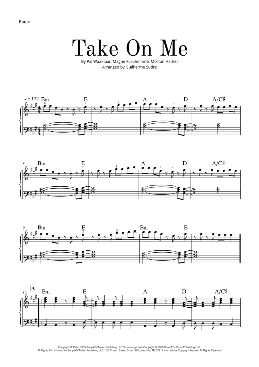 Take On Me Easy Piano scores gallery preview page 2