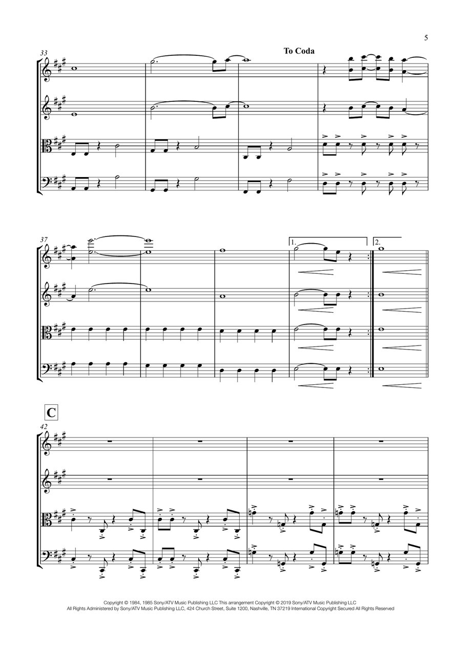 Take On Me String Quartet scores gallery preview page 5