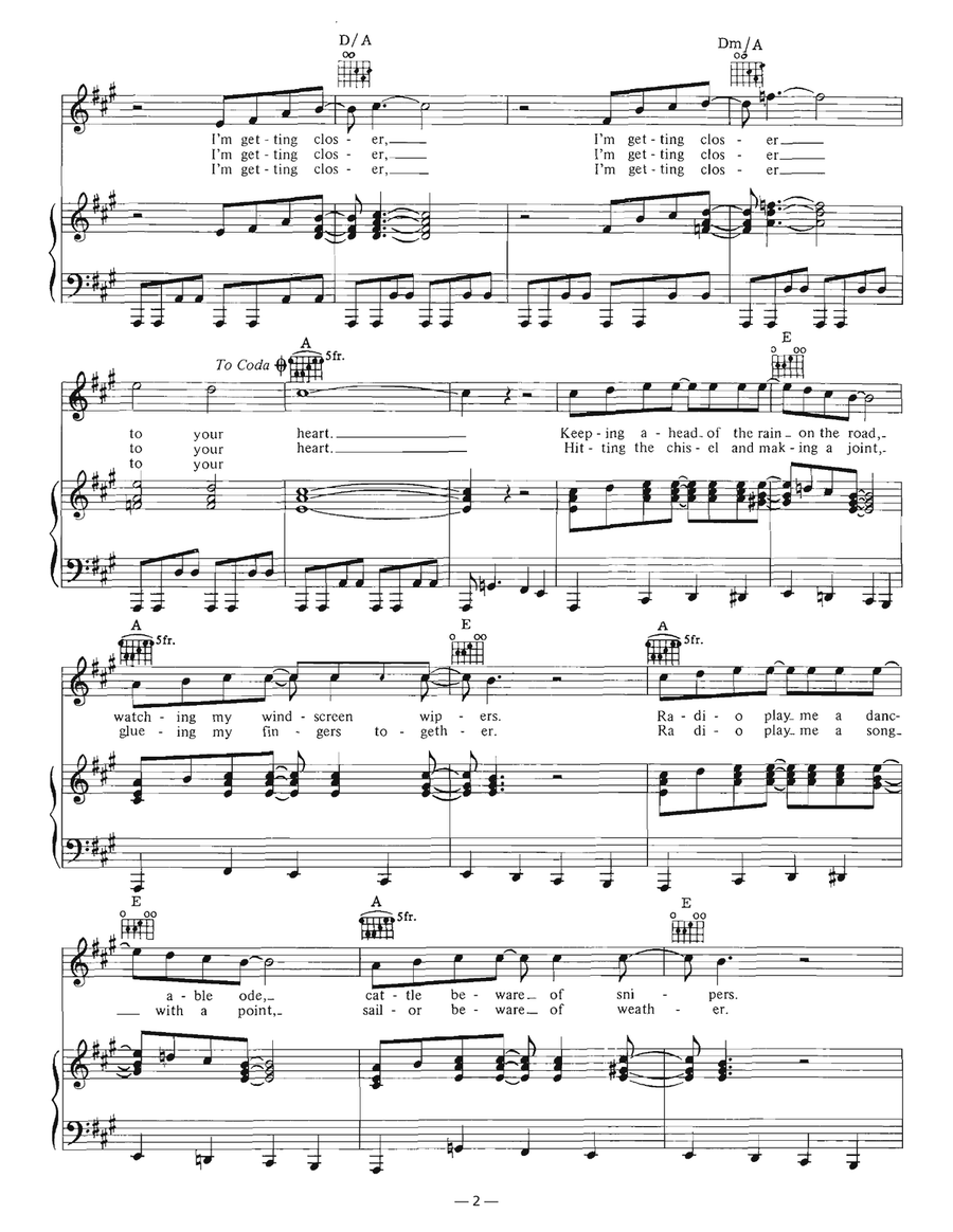 Getting Closer Getting Closer Piano, Vocal, Guitar scores gallery preview page 2