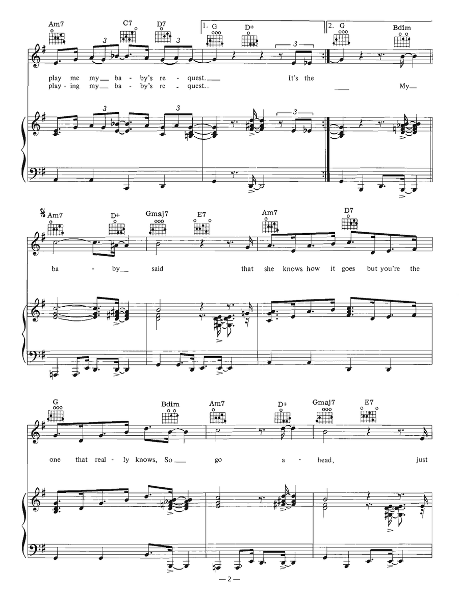 Baby's Request Baby's Request Piano, Vocal, Guitar scores gallery preview page 2