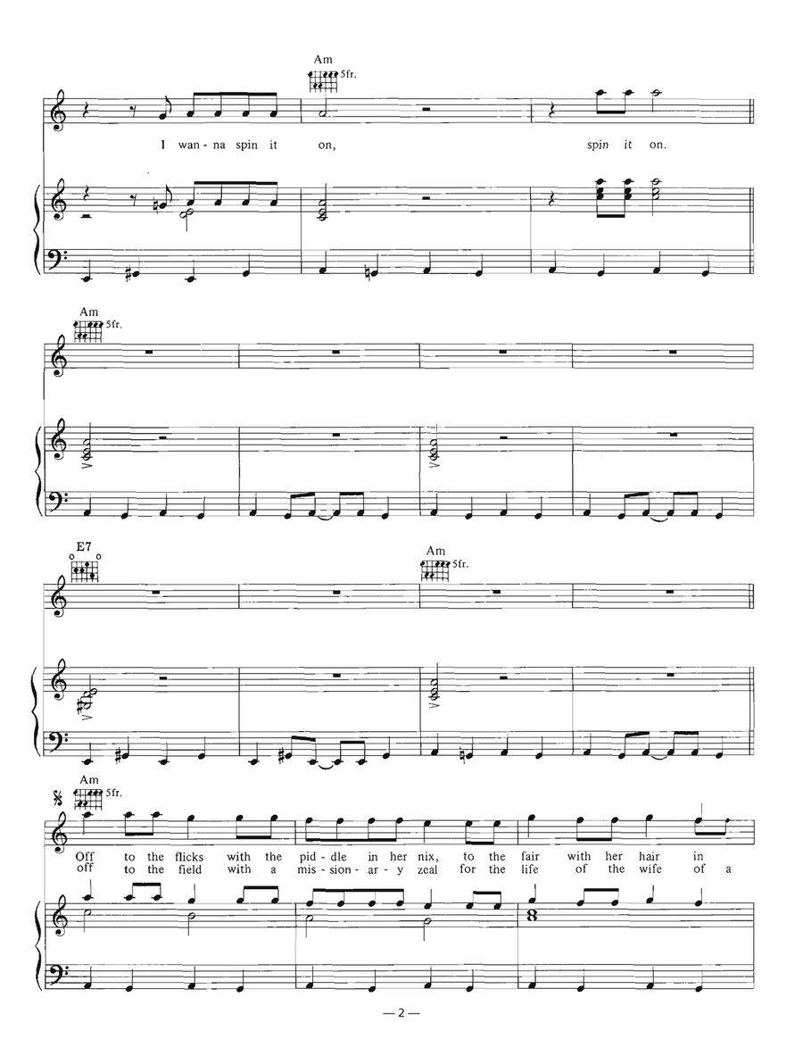 Spin It On Spin It On Piano, Vocal, Guitar scores gallery preview page 2