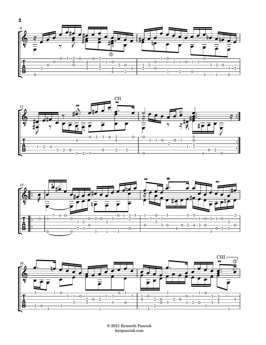 Allemande from English Suite No. 3 (BWV 808) (for Solo Guitar) Chamber Music scores gallery preview page 3