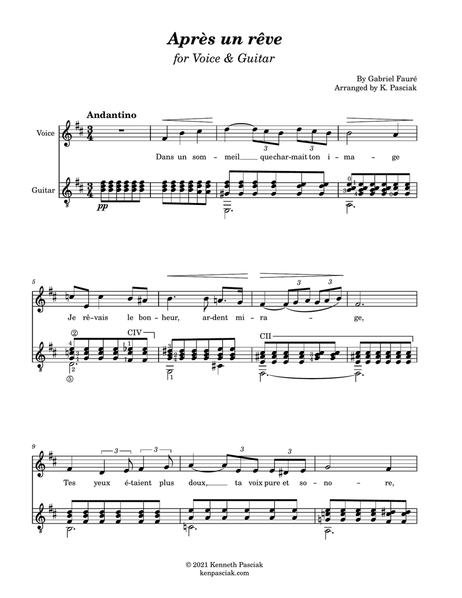 Fauré for Voice & Guitar, Volume I Chamber Music scores gallery preview page 4