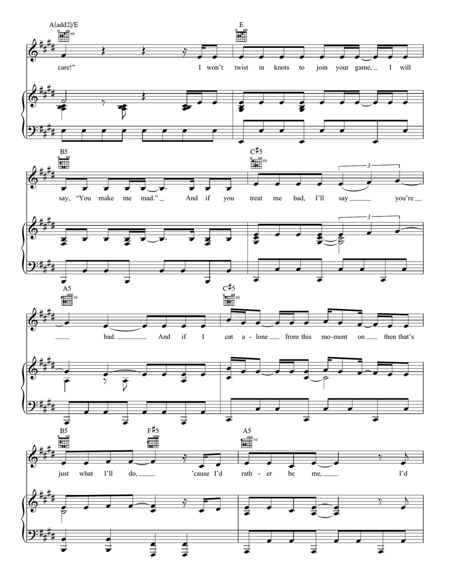 I'd Rather Be Me (from Mean Girls: The Broadway Musical) Piano, Vocal, Guitar scores gallery preview page 3