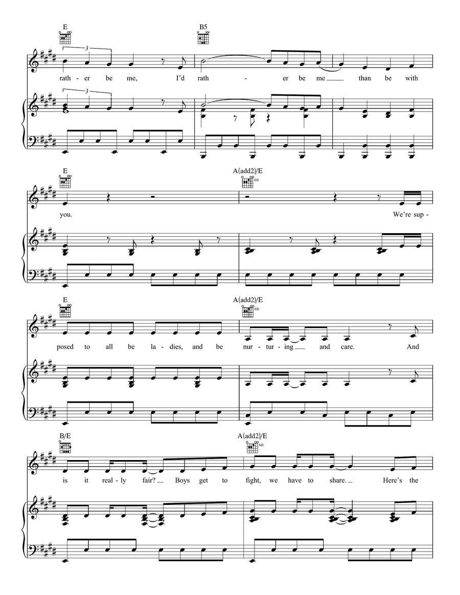 I'd Rather Be Me (from Mean Girls: The Broadway Musical) Piano, Vocal, Guitar scores gallery preview page 4