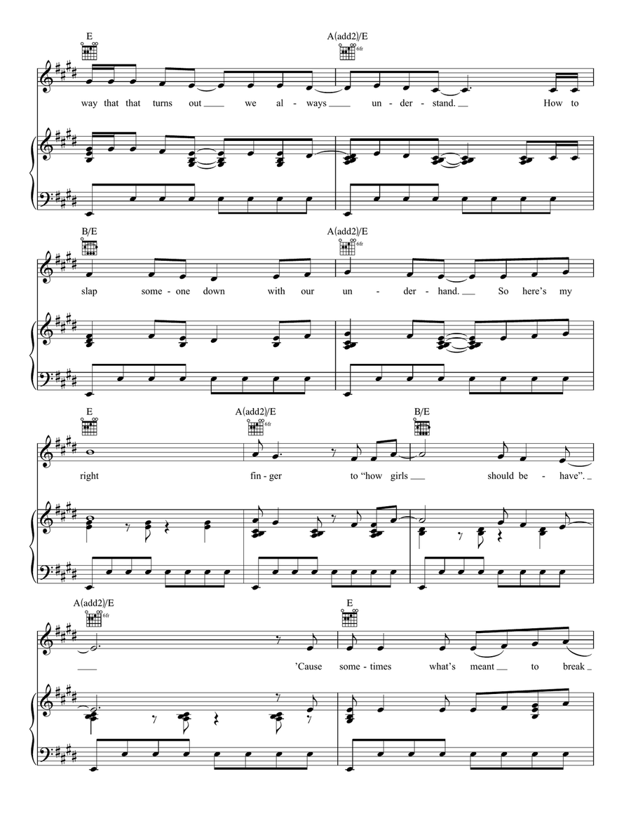 I'd Rather Be Me (from Mean Girls: The Broadway Musical) Piano, Vocal, Guitar scores gallery preview page 5