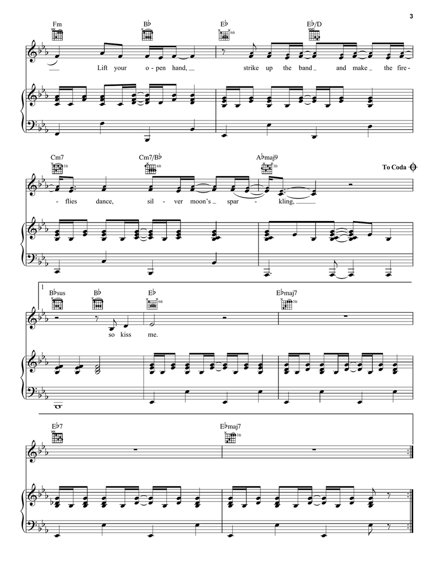 Kiss Me Kiss Me Piano, Vocal, Guitar scores gallery preview page 3