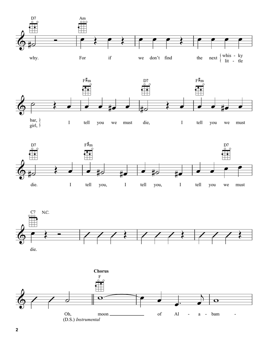 Alabama Song Alabama Song Ukulele scores gallery preview page 2