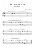 Lavender's blue (Dilly,Dilly) for very easy piano w/ fingerings