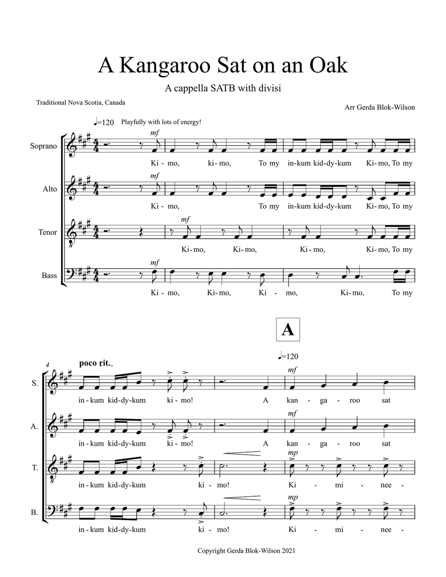 A Kangaroo Sat on an Oak A Kangaroo Sat on an Oak Divisi scores gallery preview page 3