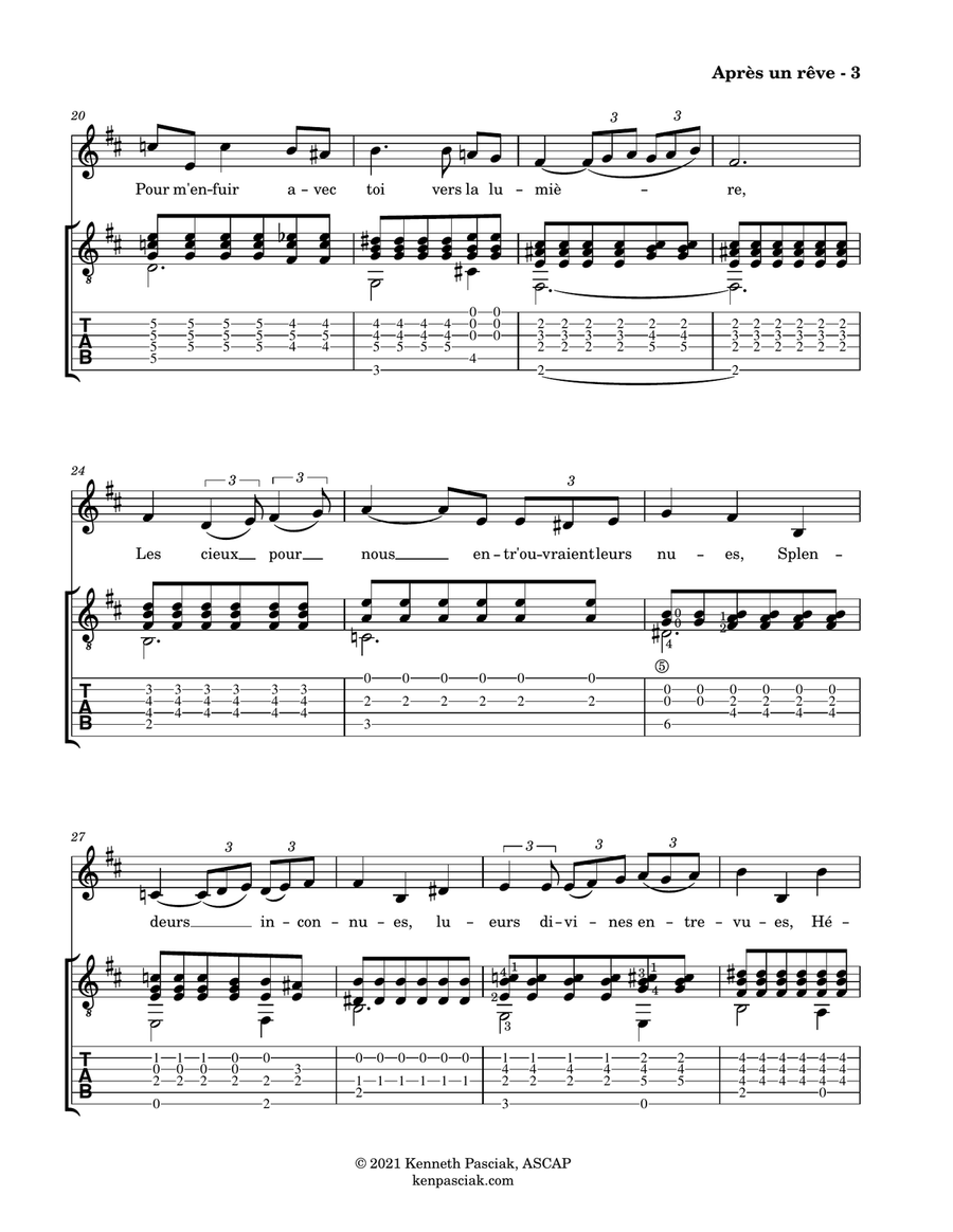 Après un rêve (for Voice and Guitar) Chamber Music scores gallery preview page 5