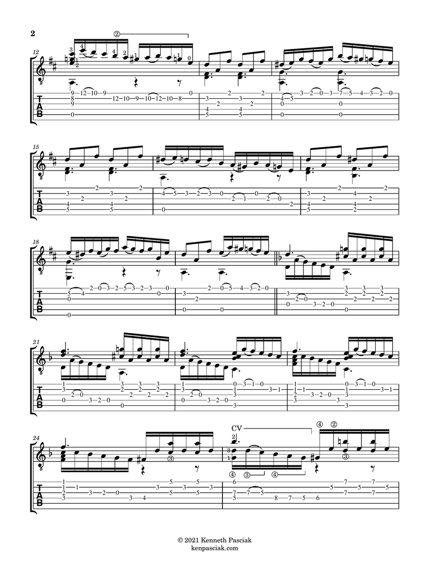 Larghetto (two versions for Solo Guitar) Chamber Music scores gallery preview page 3