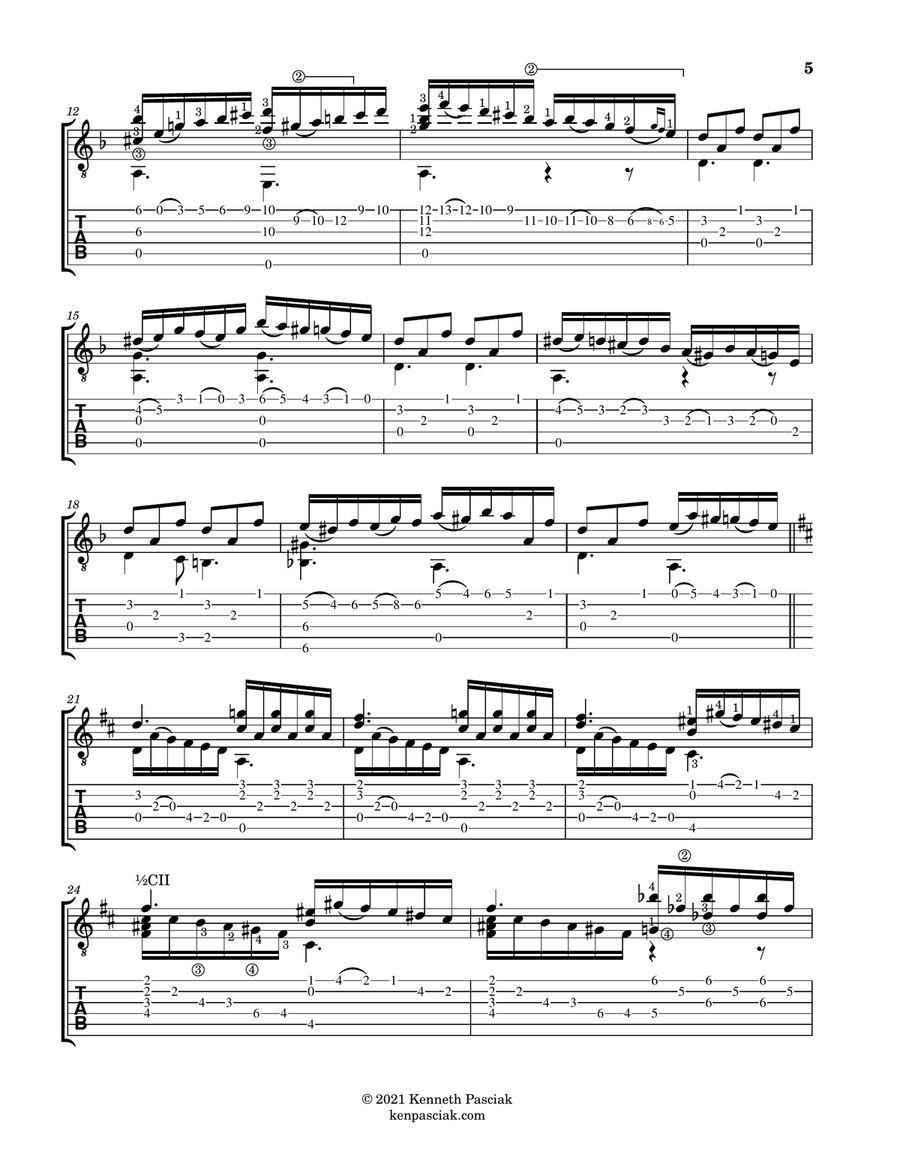 Larghetto (two versions for Solo Guitar) Chamber Music scores gallery preview page 6
