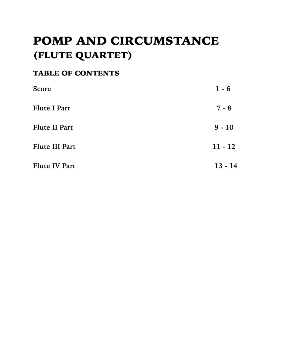 Pomp and Circumstance (Flute Quartet) Flute Quartet scores gallery preview page 4