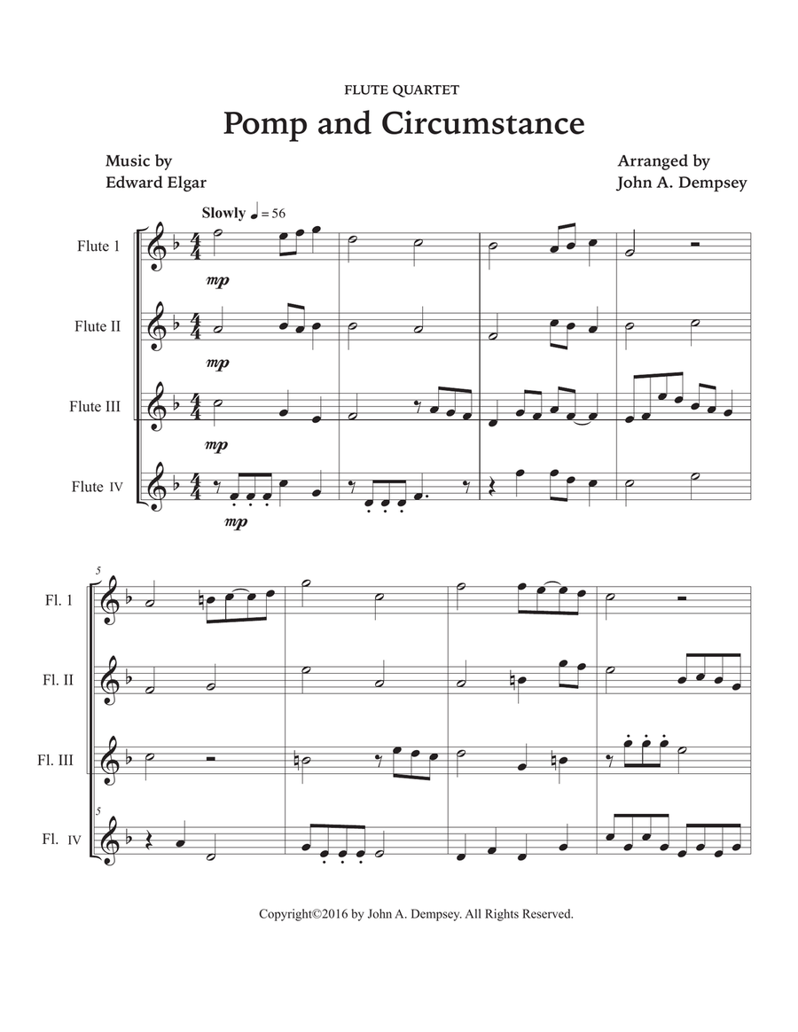 Pomp and Circumstance (Flute Quartet) Flute Quartet scores gallery preview page 5
