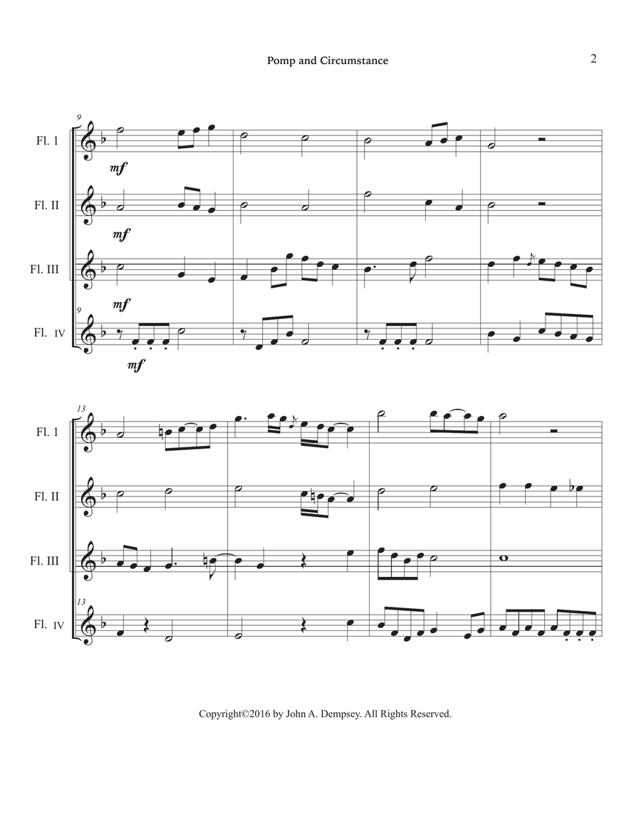Pomp and Circumstance (Flute Quartet) Flute Quartet scores gallery preview page 6