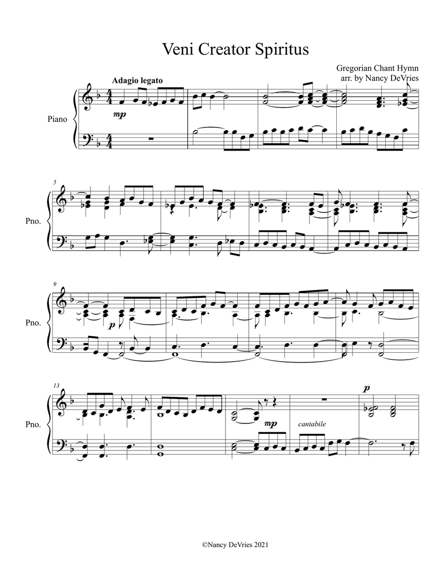 Veni Creator Spiritus Piano Solo scores gallery preview page 1