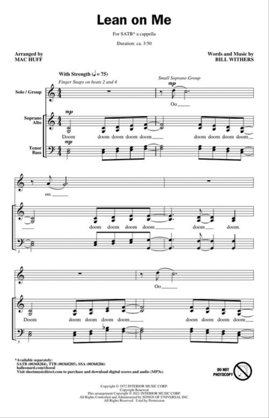 Lean on Me Lean on Me 4-Part scores gallery preview page 3