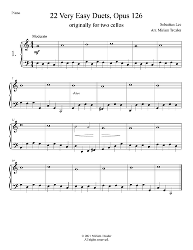 Sebastian Lee 22 Easy Duets Op. 126 for Piano