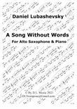 A Song Without Words for Alto Saxophone and Piano