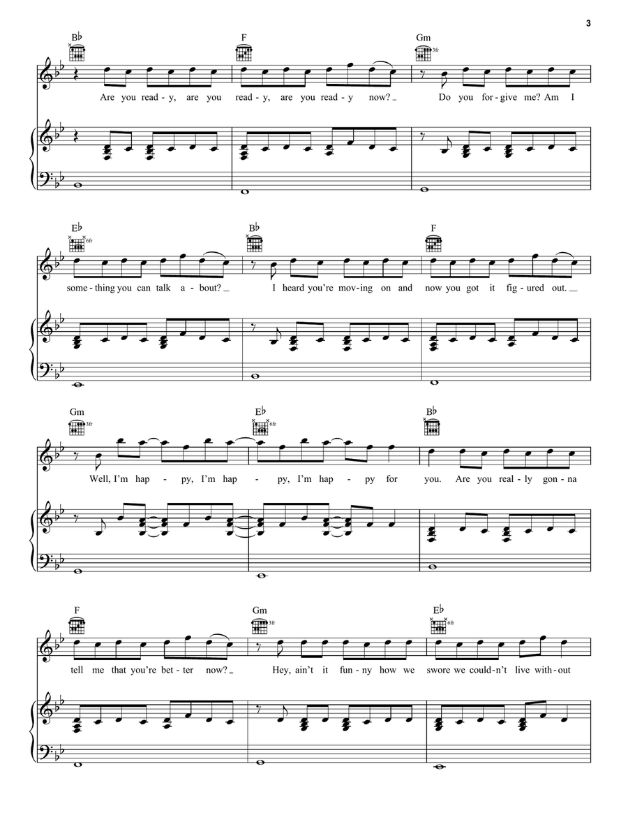 Happy For You Piano, Vocal, Guitar scores gallery preview page 3
