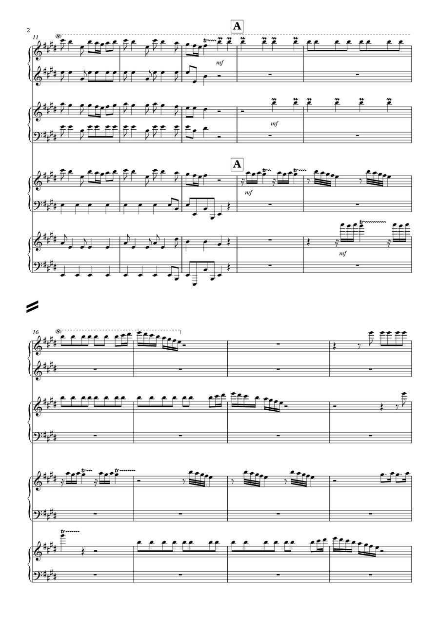 La Primavera (Spring) for four pianos - 1st movement Piano Duet scores gallery preview page 3