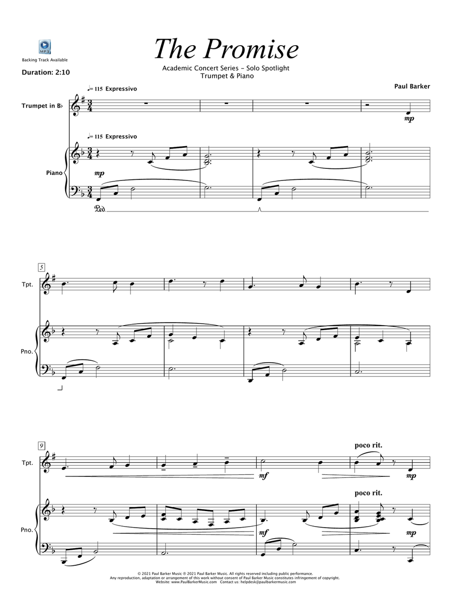 The Promise (Trumpet & Piano) The Promise (Trumpet & Piano) Trumpet Solo scores gallery preview page 3
