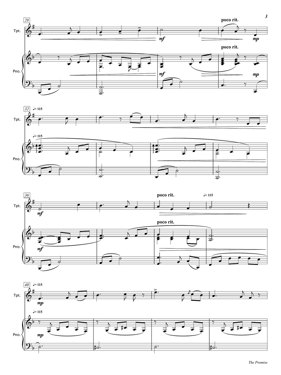 The Promise (Trumpet & Piano) The Promise (Trumpet & Piano) Trumpet Solo scores gallery preview page 5