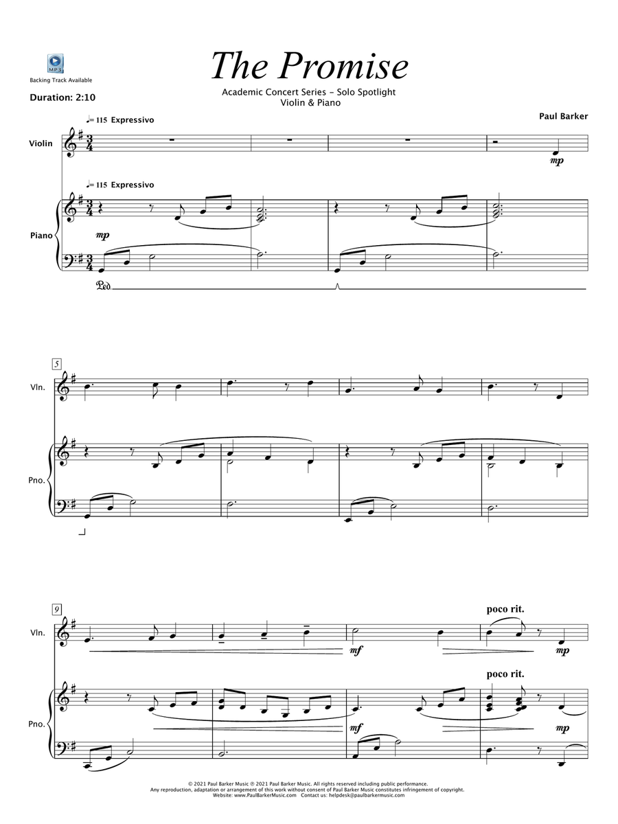 The Promise (Violin & Piano) Violin Solo scores gallery preview page 3