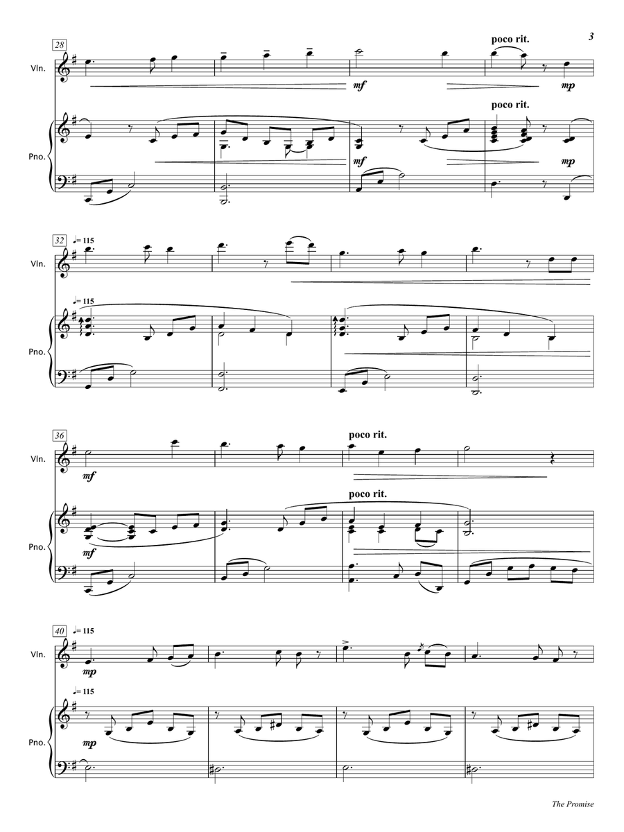 The Promise (Violin & Piano) Violin Solo scores gallery preview page 5