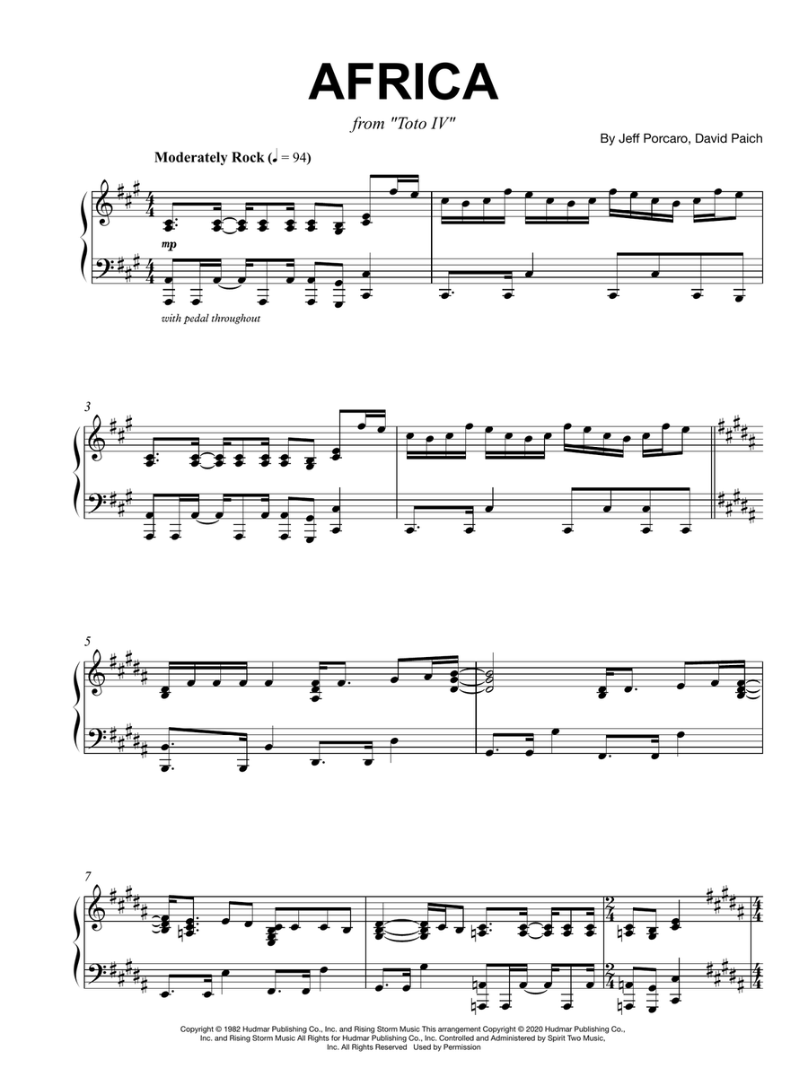 Africa Piano Solo scores gallery preview page 3