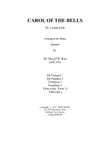 Carol of the Bells by M. Leontovich (1877-1921) for Brass Quintet (Sextet)