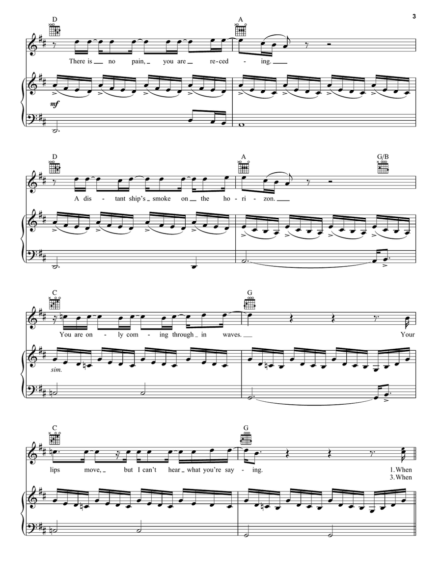 Comfortably Numb Comfortably Numb Piano, Vocal, Guitar scores gallery preview page 3